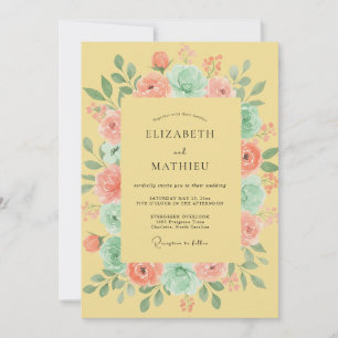 Invitation Mariage Romantique Prairie Florale Jaune