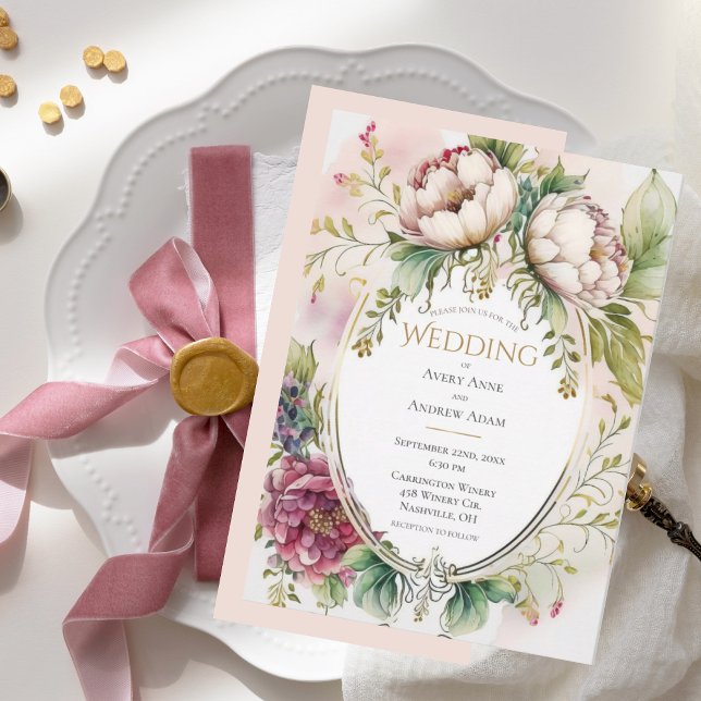 Invitation Mariage romantique rose élégant (Créateur téléchargé)