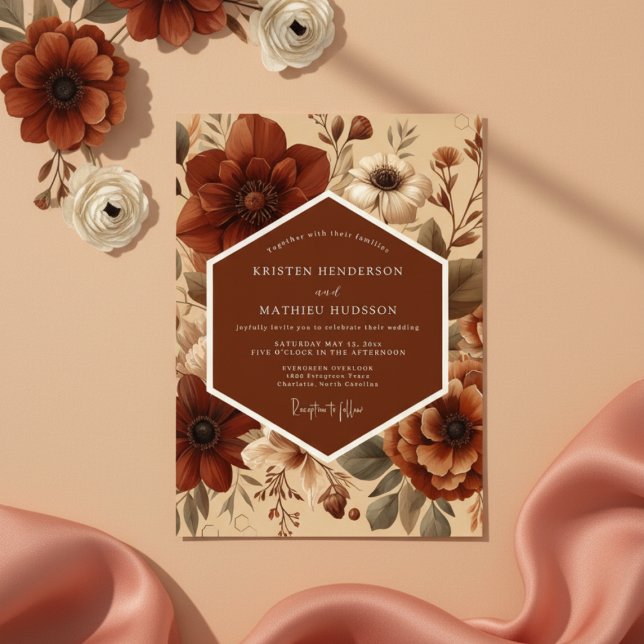 Invitation Mariage Romantique Sienne Bloom (Créateur téléchargé)