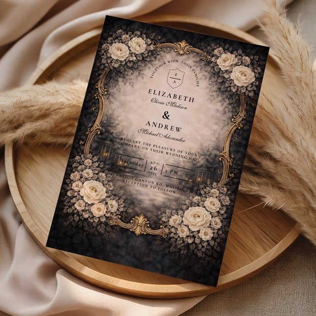 Invitation Mariage Romantique Sombre Baroque (Créateur téléchargé)
