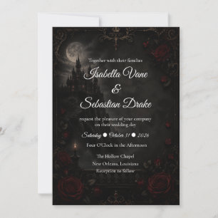 Invitation Mariage Romantique sous la Lune Gothique Enchantée