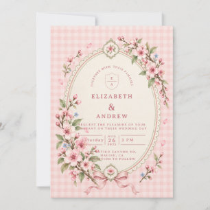 Invitation Mariage Romantique sous les Fleurs de Cerisier