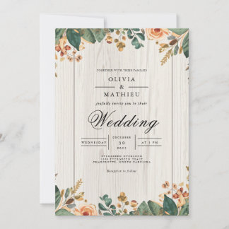 Invitation Mariage Romantique sous une Arche Botanique Apaisé