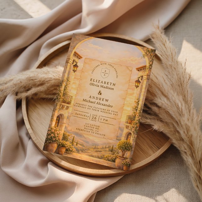 Invitation Mariage Romantique sous une Arche Espagnole (Créateur téléchargé)
