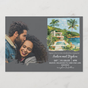 Invitation Mariage romantique sur une île tropicale