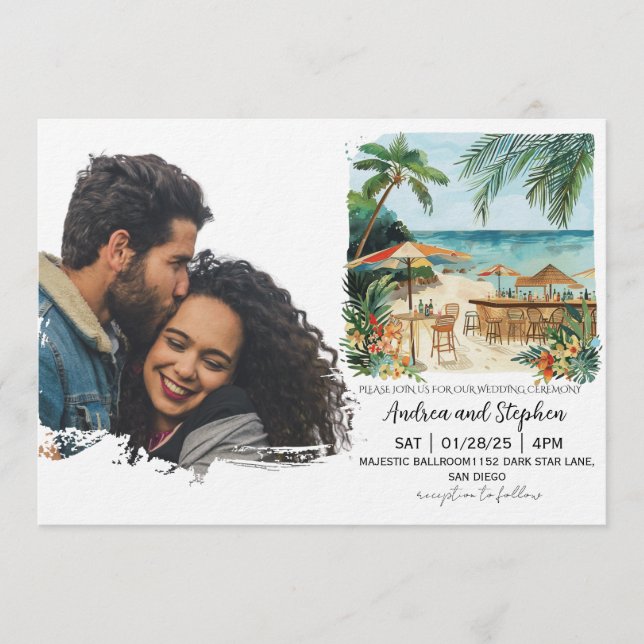Invitation Mariage romantique sur une île tropicale (Devant)