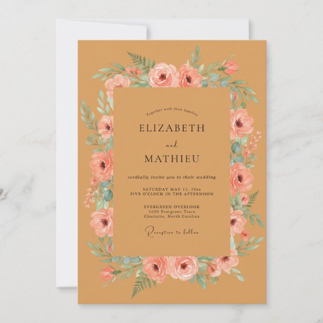 Invitation Mariage Romantique Terracotta Bloom (Devant)