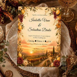Invitation Mariage romantique toscan