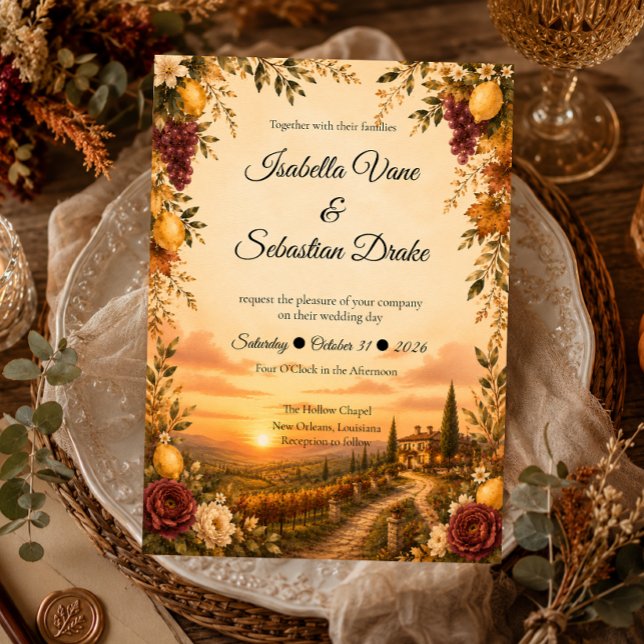 Invitation Mariage romantique toscan (Créateur téléchargé)