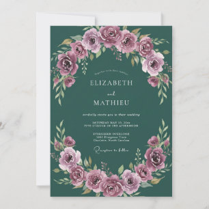 Invitation Mariage Romantique Vert Émeraude Maussade