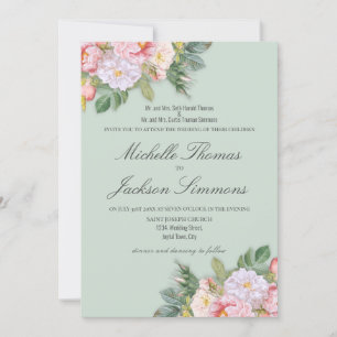 Invitation Mariage romantique Vintage de la flore de Sage Gre