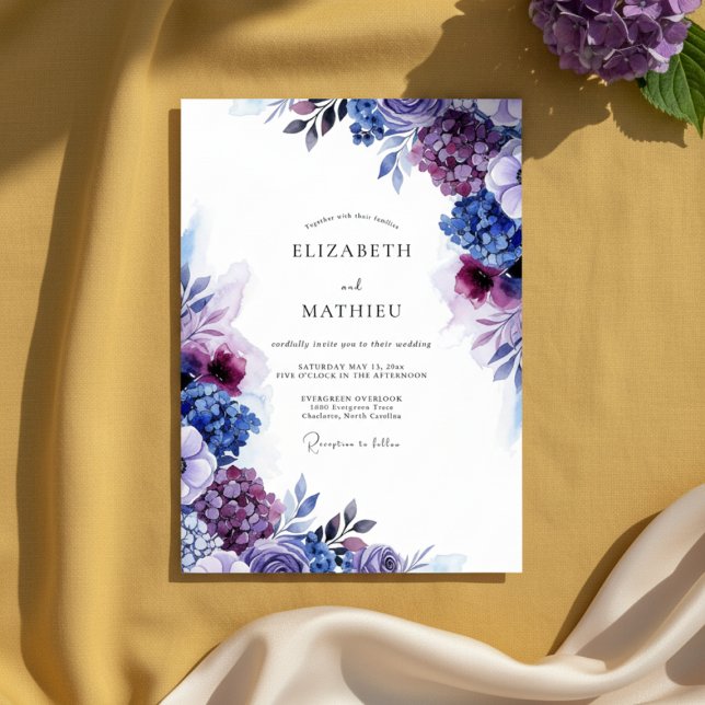 Invitation Mariage Romantique Violet Bloom (Créateur téléchargé)