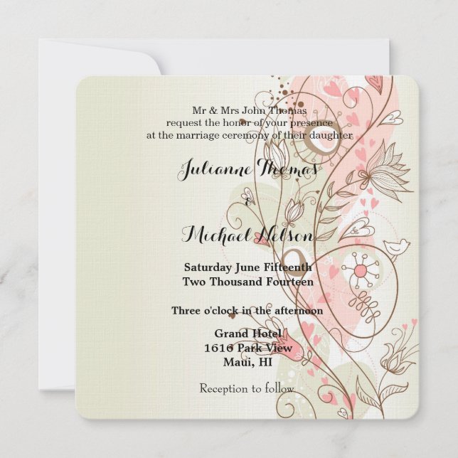 Invitation Mariage rose (Devant)