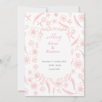 Invitation mariage rose
