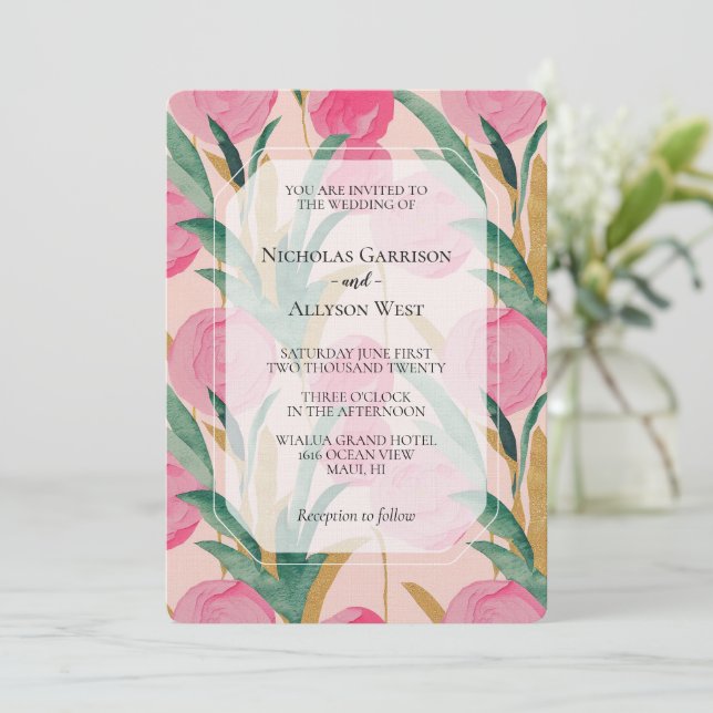 Invitation Mariage rose (Debout devant)