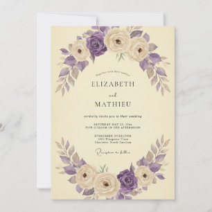 Invitation Mariage Rose Améthyste Crème