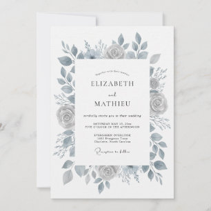 Invitation Mariage Rose Antique Ardoise Poussiéreuse