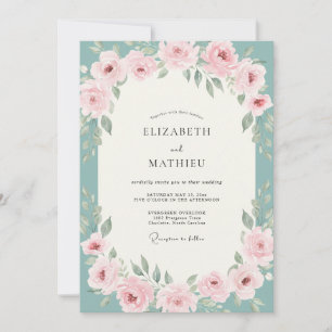 Invitation Mariage Rose Aqua Blush