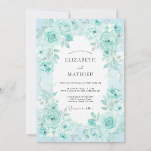 Invitation Mariage Rose Aqua Menthe