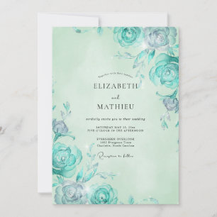 Invitation Mariage Rose Aqua Menthe