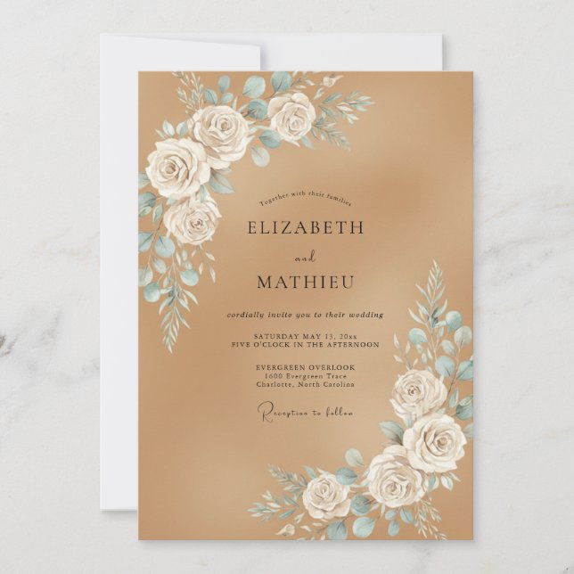 Invitation Mariage Rose Aqua Tan (Devant)