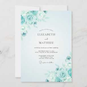 Invitation Mariage Rose Aquamarine