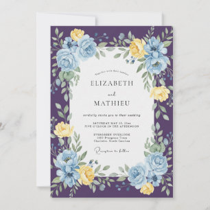 Invitation Mariage Rose Azurée Prune