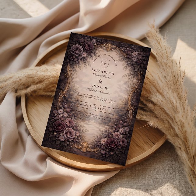 Invitation Mariage Rose Baroque Gothique (Créateur téléchargé)