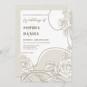 Invitation Mariage Rose blanc et beige