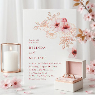 Invitation Mariage Rose Blanc Fleur de Cerisier