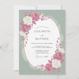 Invitation Mariage Rose Blanche Magenta
