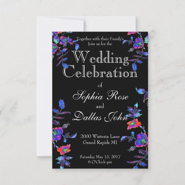 Invitation Mariage Rose bleu vintage (Devant)
