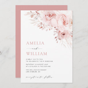 Invitation mariage rose boho moderne
