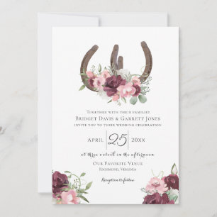 Invitation Mariage rose bordeaux floral