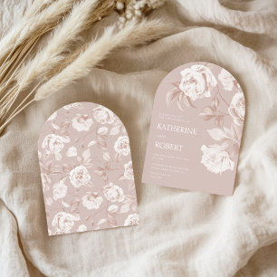 Invitation Mariage Rose botanique moderne