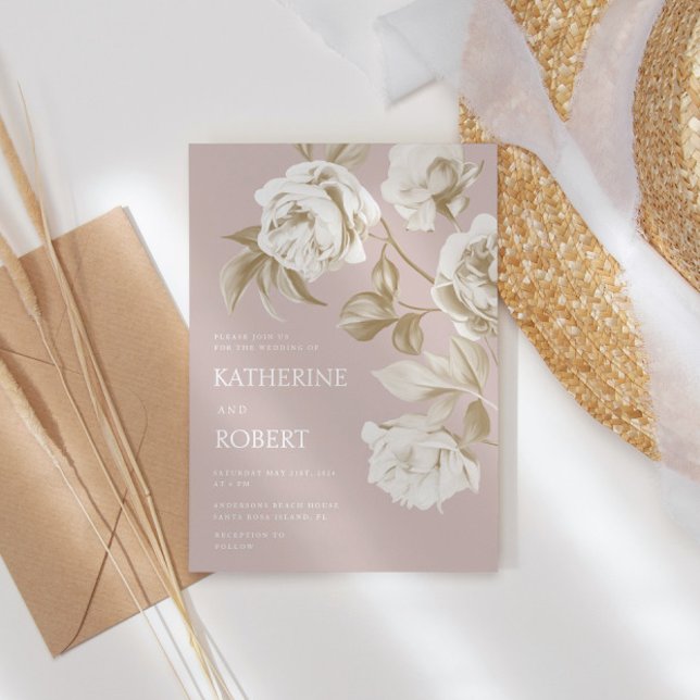 Invitation Mariage Rose botanique moderne (Créateur téléchargé)