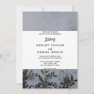 Invitation Mariage rose botanique rose et bleu Invit