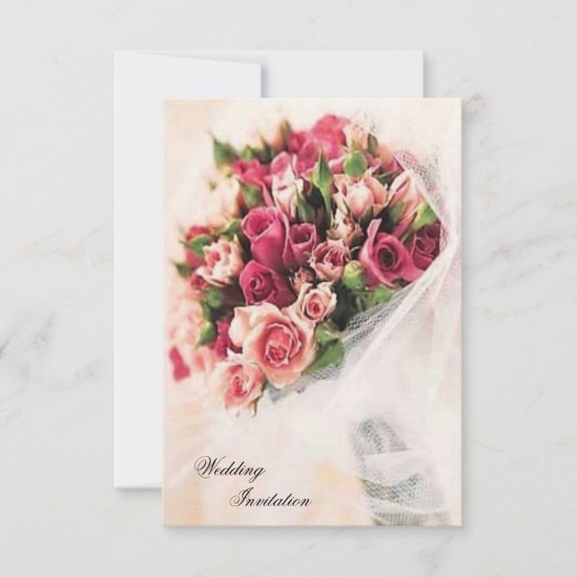 Invitation Mariage rose Bouquet (Devant)