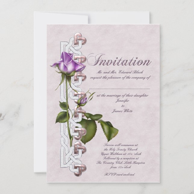 Invitation Mariage Rose celte (Devant)