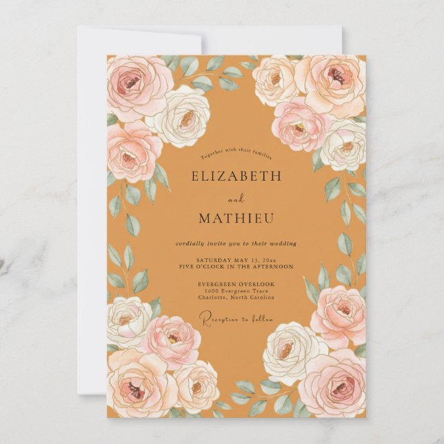 Invitation Mariage Rose Champagne Ambre (Devant)
