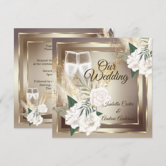 Invitation Mariage Rose Champagne Gold Bronze