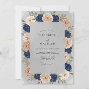 Invitation Mariage Rose Champagne Indigo