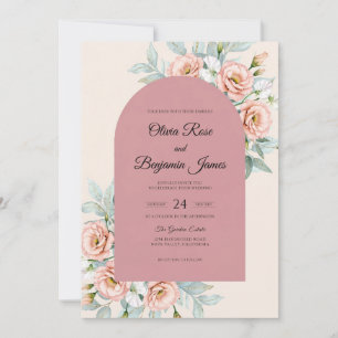 Invitation Mariage Rose Champagne Mauve