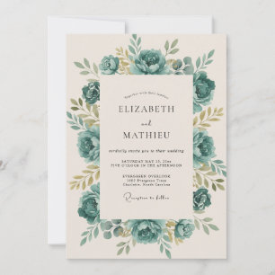 Invitation Mariage Rose Champagne Mousse de Mer