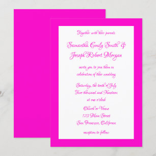 Invitation Mariage Rose Chaud et Blanc