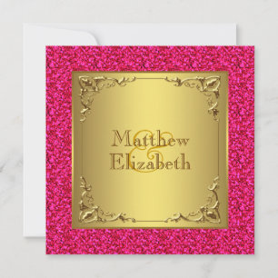 Invitation Mariage Rose Chaud et Or