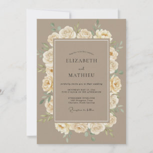 Invitation Mariage Rose Chaude Crème Taupe