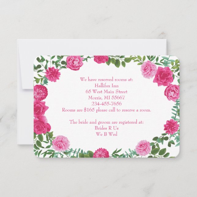Invitation Mariage rose clair Roses Floral moderne (Devant)