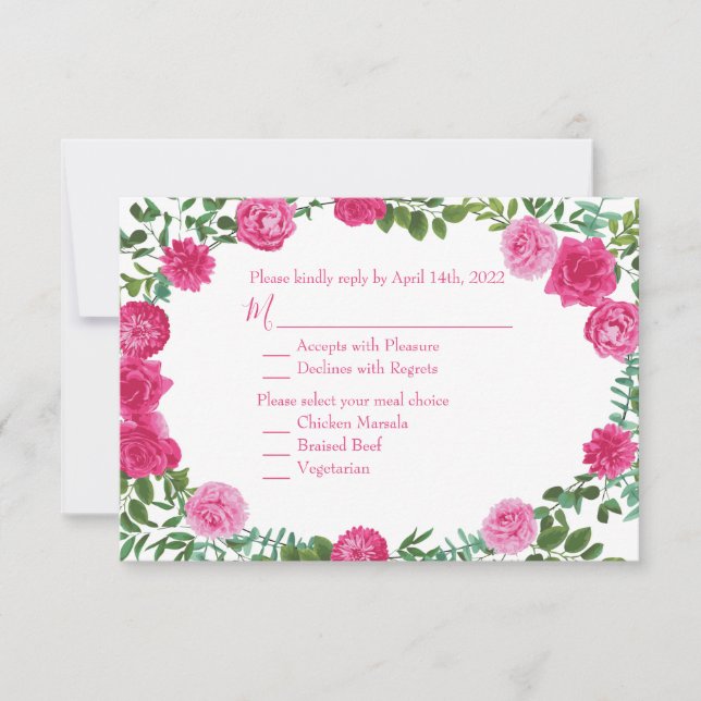 Invitation Mariage rose clair Roses Floral moderne (Devant)