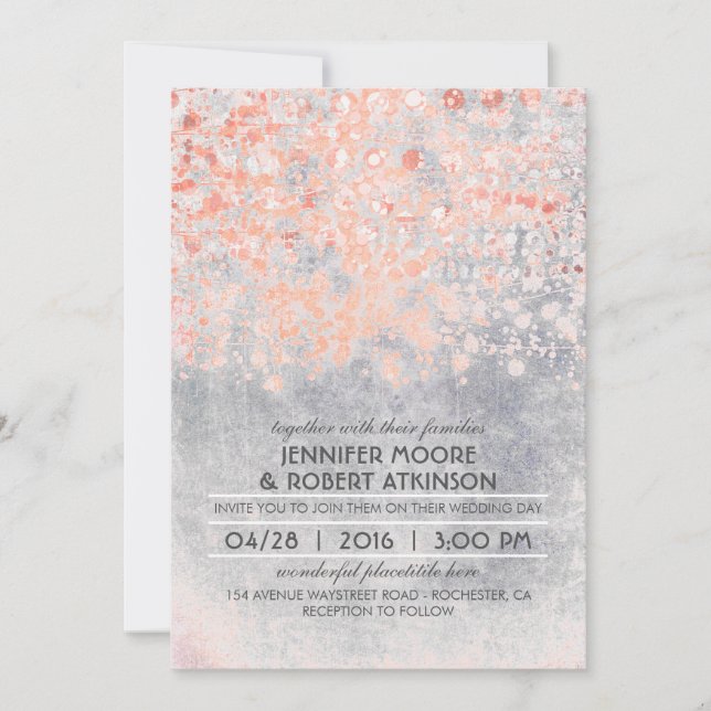 Invitation Mariage rose Confetti Vintage (Devant)